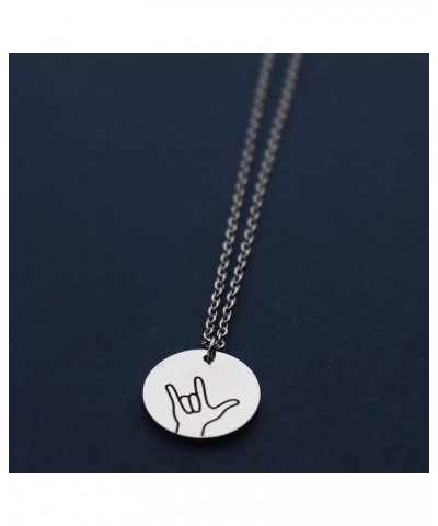 Hand Gestures Necklace I Love You ASL Sign Necklace Gift for Besties Sisters Daughters ASL Sign Necklace S $9.95 Necklaces