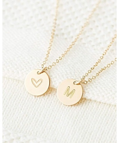 Gold Initial Necklace, 18K Gold Plated Stainless Steel Coin Engraved Heart Letter Necklace Name Necklace for Women Girls P $7...