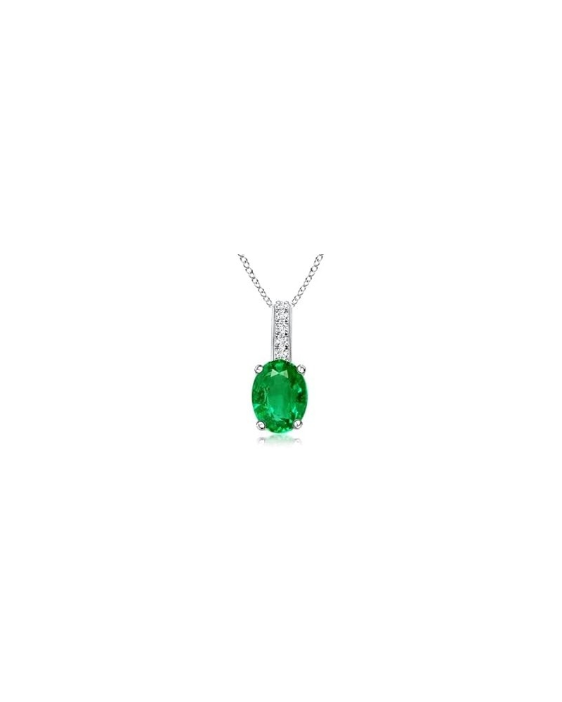 Natural Emerald Solitaire Pendant Necklace for Women, Girls in 14K Solid Gold/Platinum/Sterling Silver | May Birthstone | Jew...