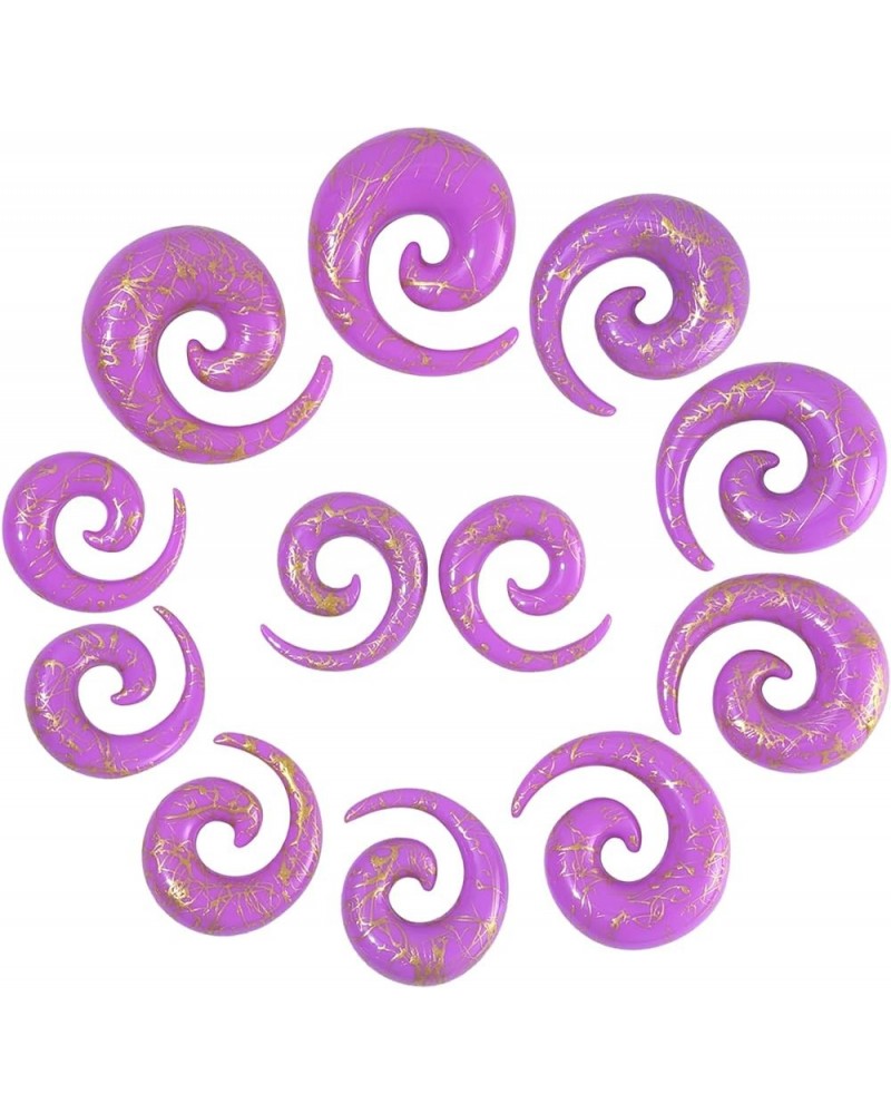 12pcs Big Gauges Spiral Ear Stretching Kit 00G-20mm Large Acrylic Spiral Set Golden Lines, Purple $10.07 Body Jewelry