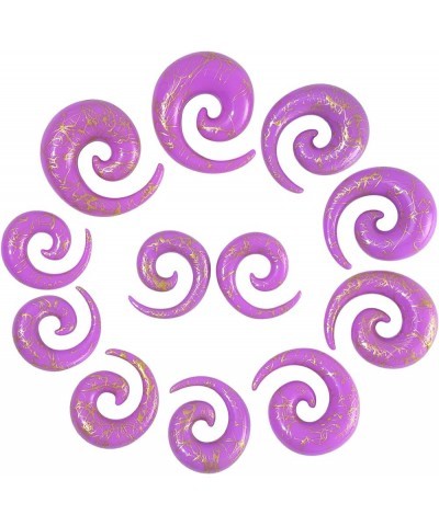 12pcs Big Gauges Spiral Ear Stretching Kit 00G-20mm Large Acrylic Spiral Set Golden Lines, Purple $10.07 Body Jewelry