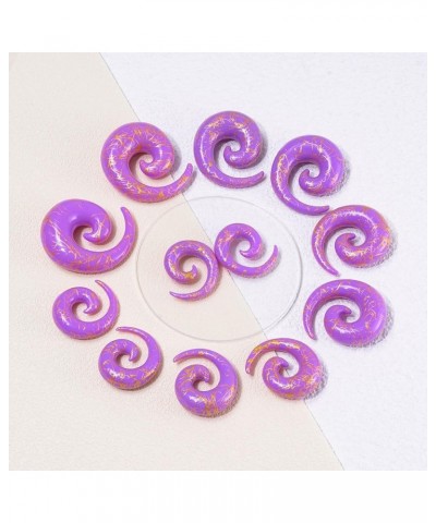 12pcs Big Gauges Spiral Ear Stretching Kit 00G-20mm Large Acrylic Spiral Set Golden Lines, Purple $10.07 Body Jewelry