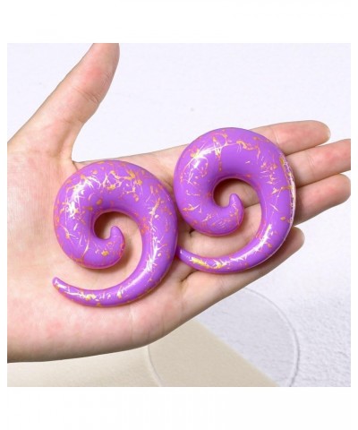 12pcs Big Gauges Spiral Ear Stretching Kit 00G-20mm Large Acrylic Spiral Set Golden Lines, Purple $10.07 Body Jewelry