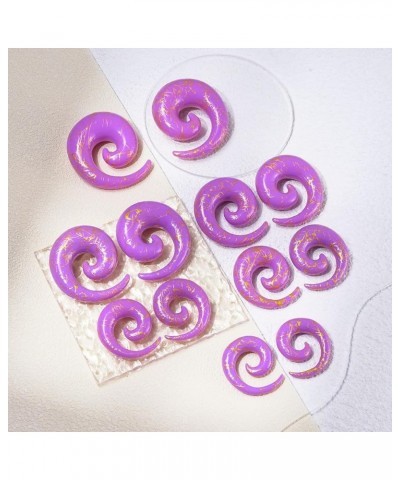 12pcs Big Gauges Spiral Ear Stretching Kit 00G-20mm Large Acrylic Spiral Set Golden Lines, Purple $10.07 Body Jewelry