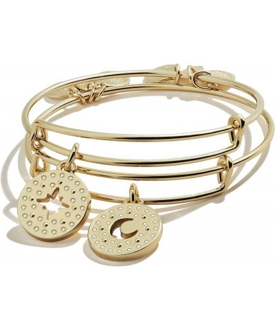 Alex and Ani Connections Expandable Bangles for Women, Best Friends Moon and Star Charms, Shiny Finish, 2 to 3.5 in, Set of 2...