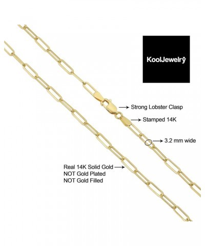 14k Yellow Gold 3.2 mm Polished Capsule Paperclip Chain Necklace (18, 20, 24, 30 or 36 inch) 20 Inches $156.95 Necklaces