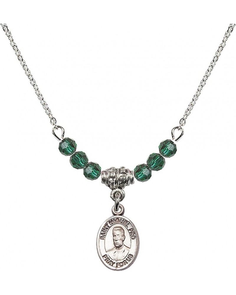 May Birth Month Bead Necklace with Catholic Patron Saint Petite Charm, 18 Inch Blessed Miguel Pro $32.51 Necklaces