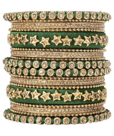 Silk Thread Faux Stone Studded Bangle Set Chuda Ethnic Indian Wedding Wear Fashion Jewelry Green2 $13.64 Bracelets