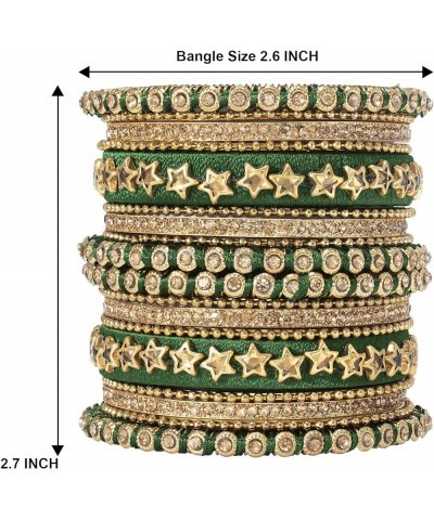 Silk Thread Faux Stone Studded Bangle Set Chuda Ethnic Indian Wedding Wear Fashion Jewelry Green2 $13.64 Bracelets