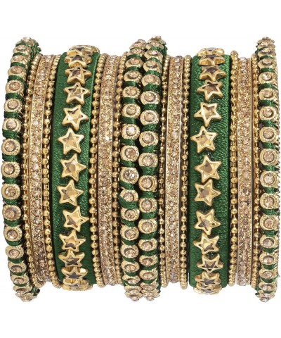 Silk Thread Faux Stone Studded Bangle Set Chuda Ethnic Indian Wedding Wear Fashion Jewelry Green2 $13.64 Bracelets