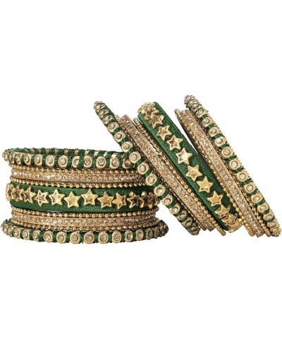 Silk Thread Faux Stone Studded Bangle Set Chuda Ethnic Indian Wedding Wear Fashion Jewelry Green2 $13.64 Bracelets