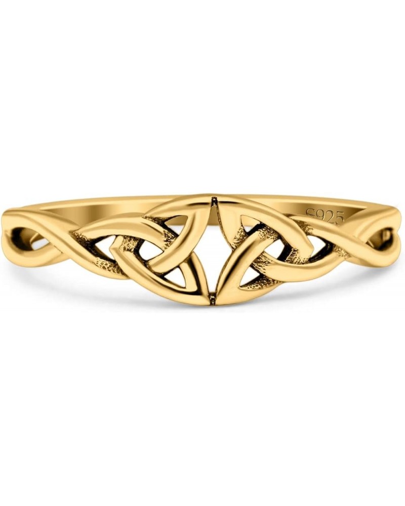 Celtic Knot Triquetra Trinity Infinity Oxidized Band Statement Fashion Thumb Ring 925 Sterling Silver Yellow Tone, Sterling S...