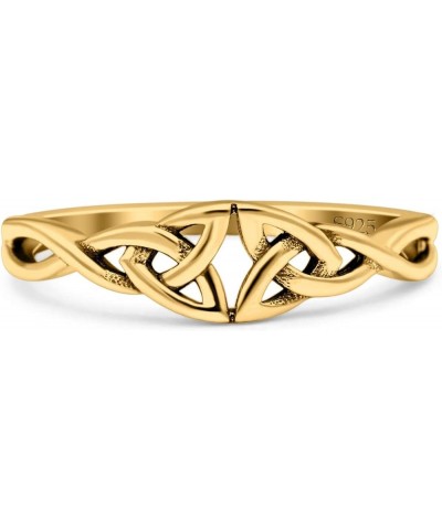 Celtic Knot Triquetra Trinity Infinity Oxidized Band Statement Fashion Thumb Ring 925 Sterling Silver Yellow Tone, Sterling S...