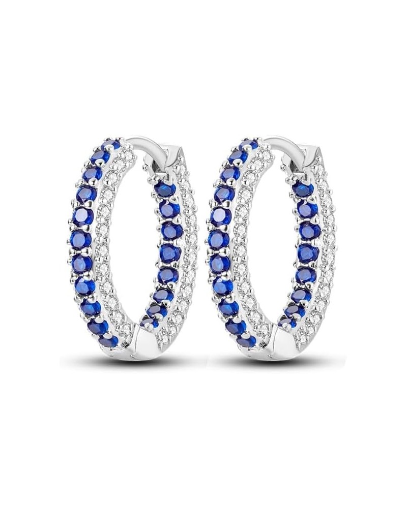 925 Sterling Silver Hoop Earrings Huggie Earrings Colorful Cubic Zirconia Hypoallergenic Small Hoop Earrings for Women Shiny ...