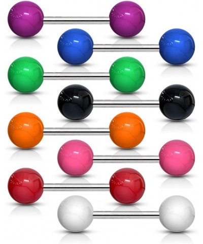 14 g 16 mm Stainless Steel Nipple or Tongue Ring Barbell Set with Acrylic Balls (Choose color) Red $9.17 Body Jewelry