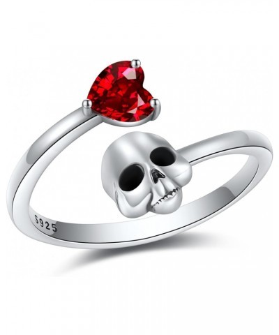 Skull Ring 925 Sterling Silver Skull Adjustable Open Rings Jewelry Gifts For Women $12.74 Rings