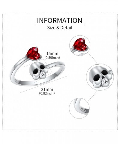 Skull Ring 925 Sterling Silver Skull Adjustable Open Rings Jewelry Gifts For Women $12.74 Rings