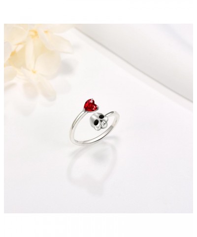 Skull Ring 925 Sterling Silver Skull Adjustable Open Rings Jewelry Gifts For Women $12.74 Rings