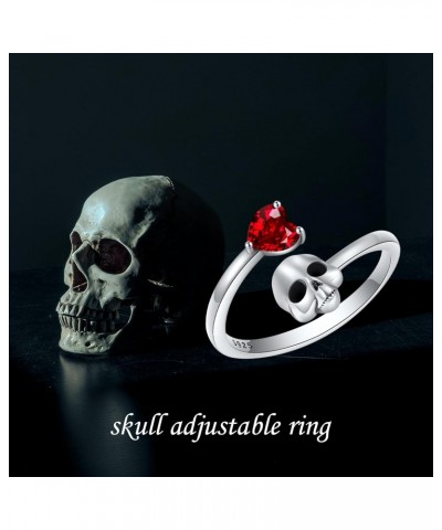 Skull Ring 925 Sterling Silver Skull Adjustable Open Rings Jewelry Gifts For Women $12.74 Rings