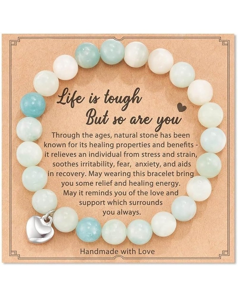 Life Is Though But So Are You Bracelet Natutal Stone Beaded Bracelet Get Well Soon Gifts Inspirational Bracelet Healing Cryst...