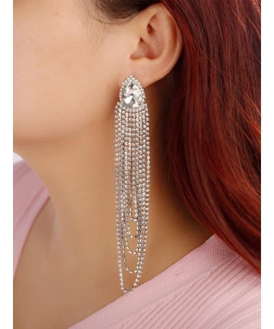 Crystal Tassel Earrings for Women Long Drop Dangling Earrings Large Rhinestone Chandelier Earrings Jewelry for Prom Party Hal...