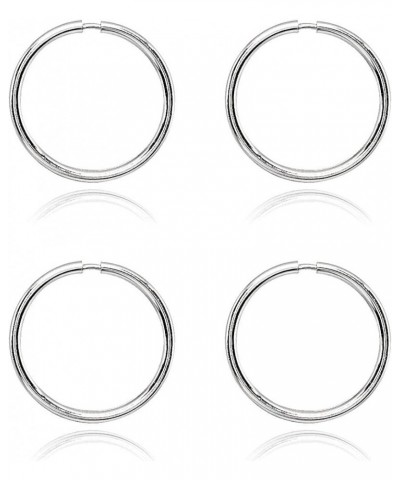 2 Pairs of 14K Gold Tiny Small Endless 10mm Thin Cartilage Hoop Earrings for Men Women or Girls White Gold $34.79 Earrings