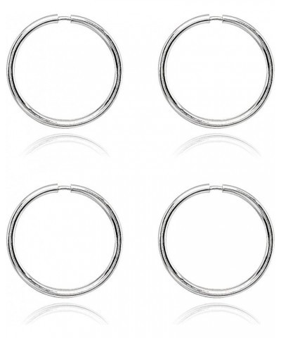 2 Pairs of 14K Gold Tiny Small Endless 10mm Thin Cartilage Hoop Earrings for Men Women or Girls White Gold $34.79 Earrings