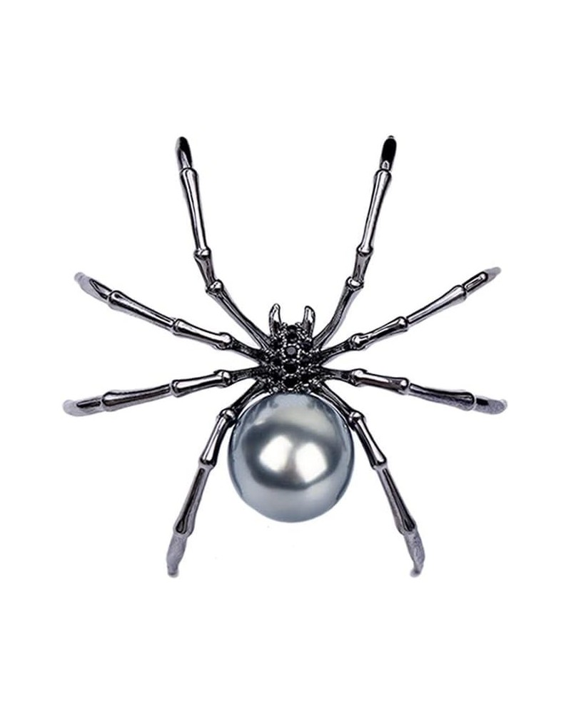 Spider Brooch Pins Black White Pearl Clear Crystal Corsage Lapel Jewelry for Women and Men Witch Halloween Pin Accessories Bl...