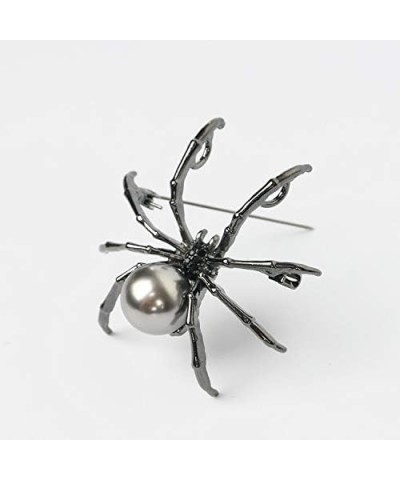 Spider Brooch Pins Black White Pearl Clear Crystal Corsage Lapel Jewelry for Women and Men Witch Halloween Pin Accessories Bl...