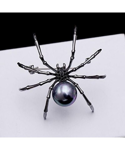 Spider Brooch Pins Black White Pearl Clear Crystal Corsage Lapel Jewelry for Women and Men Witch Halloween Pin Accessories Bl...