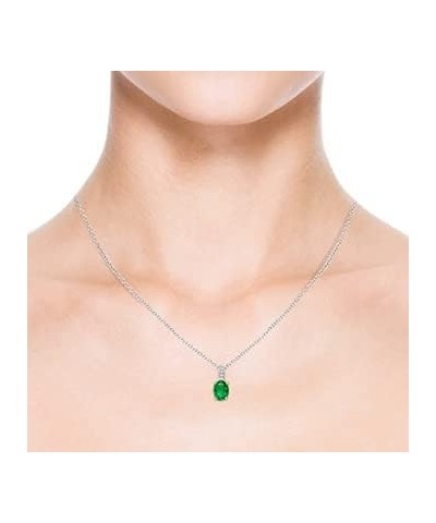 Natural Emerald Solitaire Pendant Necklace for Women, Girls in 14K Solid Gold/Platinum/Sterling Silver | May Birthstone | Jew...