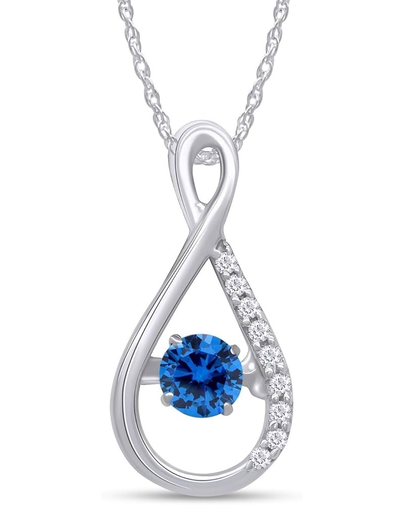 925 Sterling Silver infinity Pendant Necklace Simulated Blue Topaz $14.51 Necklaces