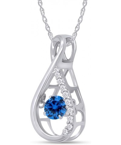 925 Sterling Silver infinity Pendant Necklace Simulated Blue Topaz $14.51 Necklaces