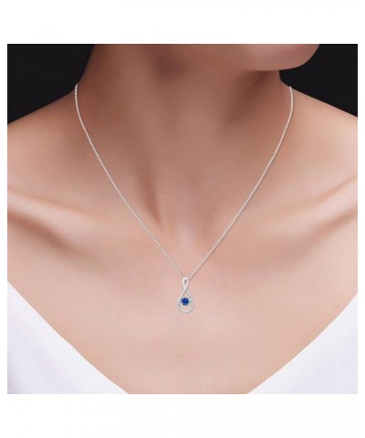 925 Sterling Silver infinity Pendant Necklace Simulated Blue Topaz $14.51 Necklaces