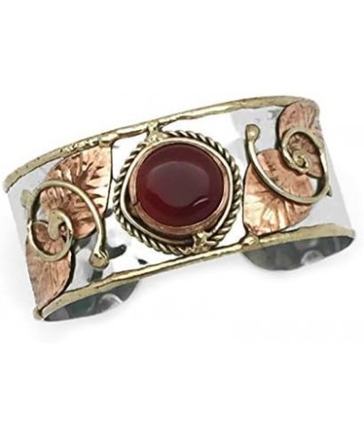 Janya Collection Mixed Metal Cuff Bracelet - Red Onyx $9.98 Bracelets