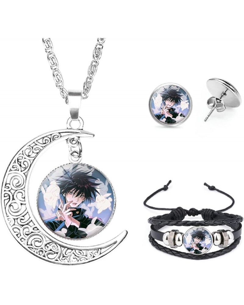 Anime Demon Kawaii Jewelry Set Glass Dome Crescent Moon Pendant Charm Necklace, Earrings, Bracelet Jewelry Set Gifts for Wome...