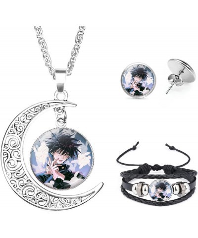 Anime Demon Kawaii Jewelry Set Glass Dome Crescent Moon Pendant Charm Necklace, Earrings, Bracelet Jewelry Set Gifts for Wome...