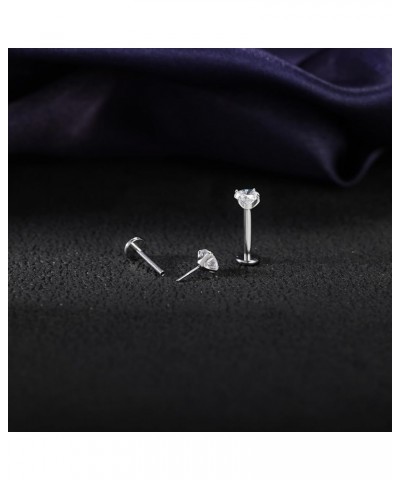 20G 18G 16G Threadless Flat Back Earrings Studs for Tragus Nose Helix Conch Lip Piercing Jewelry - Cartilage Nose Studs Pierc...