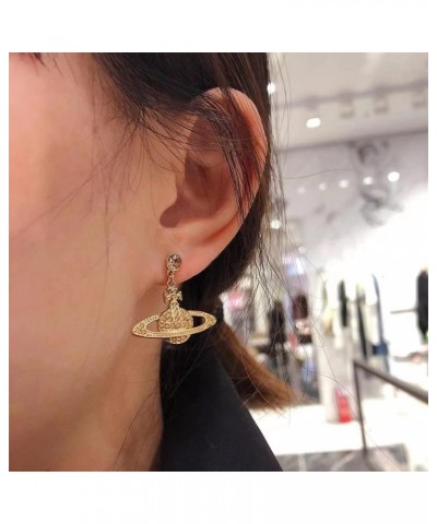 1Pair Zircon Saturn Planet Earrings Aesthetic Cubic Saturn Planet Stud NANA Earring Jewelry for Women Girls Gift Gold $8.86 E...