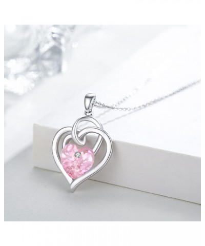 Heart Birthstone Necklace for Women 925 Sterling Silver Birthstone Necklace Double Heart Austrian Crystal Pendant Anniversary...