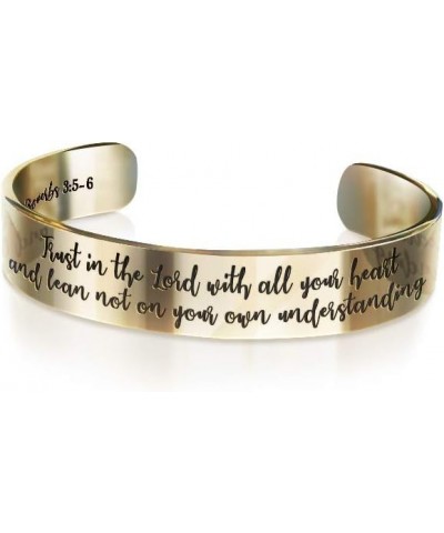 Wristband Engraved Bracelet Jewelry Gift for Women Teen Girls Proverbs 3:5-6 Gold $8.25 Bracelets