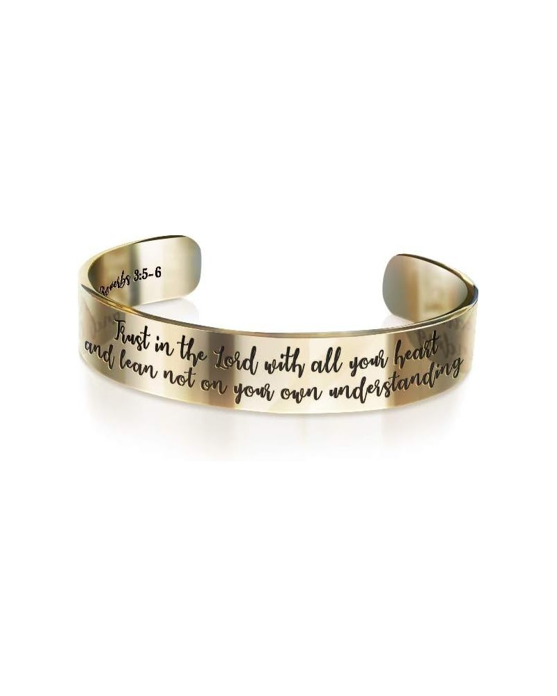 Wristband Engraved Bracelet Jewelry Gift for Women Teen Girls Proverbs 3:5-6 Gold $8.25 Bracelets