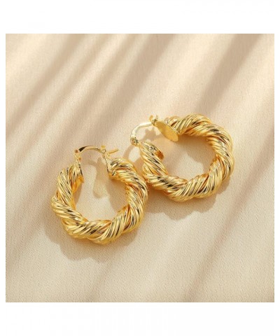 Chunky Gold Hoop Earrings for Women, Lightweight Waterdrop Hollow Thick Hoops with 18K Real Gold Plated, Hypoallergenic Teard...