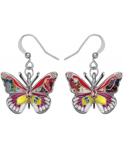 DALANE Enamel Alloy Rhinestone Butterfly Earrings Dangle Summer Spring Insects Jewelry for Women Girls Accessories Red $9.68 ...