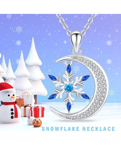 Snowflake Necklace for Women 925 Sterling Silver Cubic Zirconia Moon/Heart Snowflake Pendant Necklace Snowflake Jewelry Chris...