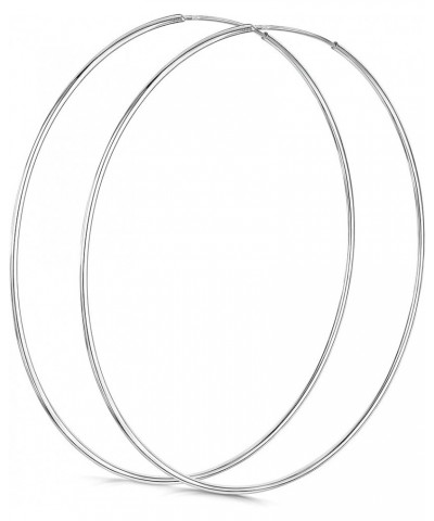 Amberta® 925 Sterling Silver Fine Circle Endless Hoops - Polished Round Sleeper Earrings Diameter Size: 20 30 40 60 75 mm 75 ...