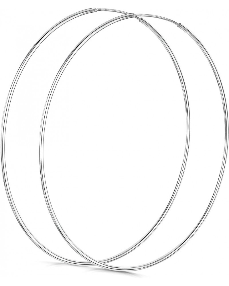 Amberta® 925 Sterling Silver Fine Circle Endless Hoops - Polished Round Sleeper Earrings Diameter Size: 20 30 40 60 75 mm 75 ...