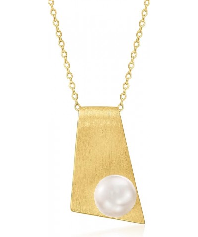 8-8.5mm Cultured Pearl Bar Pendant Necklace in 18kt Gold Over Sterling 18.0 Inches $42.00 Necklaces