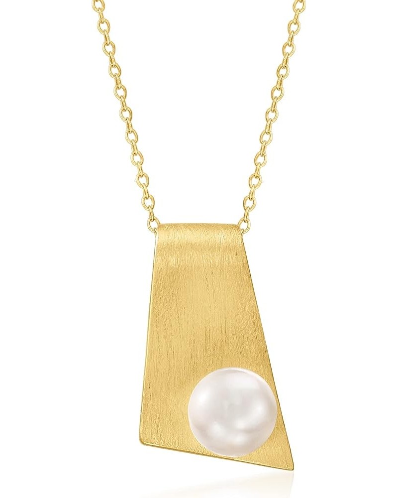 8-8.5mm Cultured Pearl Bar Pendant Necklace in 18kt Gold Over Sterling 18.0 Inches $42.00 Necklaces