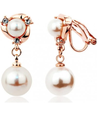 Acefeel Clip On Earring For Women Pearl Non Pierced Clip Earrings clip-on rose gold $7.99 Earrings